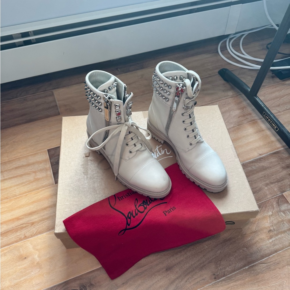 Christian Louboutin Winter White Studded Women's Boots